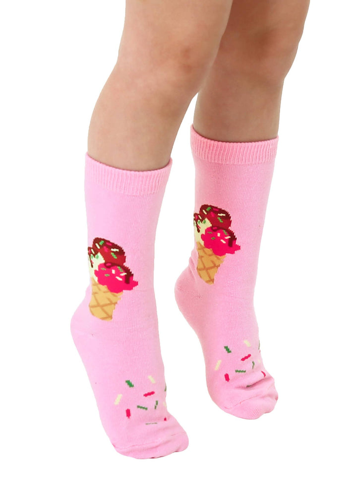 3D Packaged Socks - Kids - Ice Cream Cone-Pink
