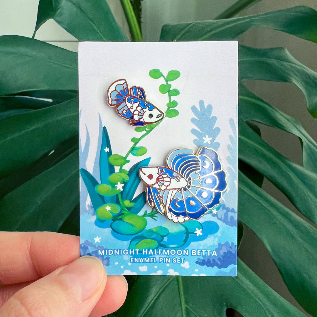 Enamel Pin -  Midnight Halfmoon Betta
