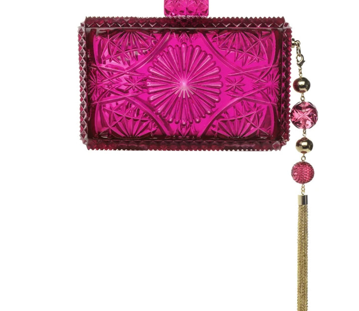 Hand Carved Rectangle Clutch Deep Purple