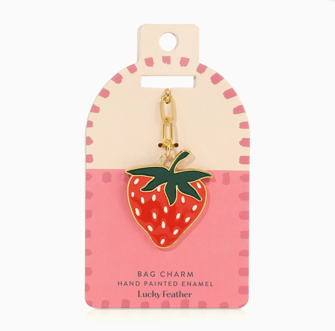 Enamel Bag Charm - Strawberry