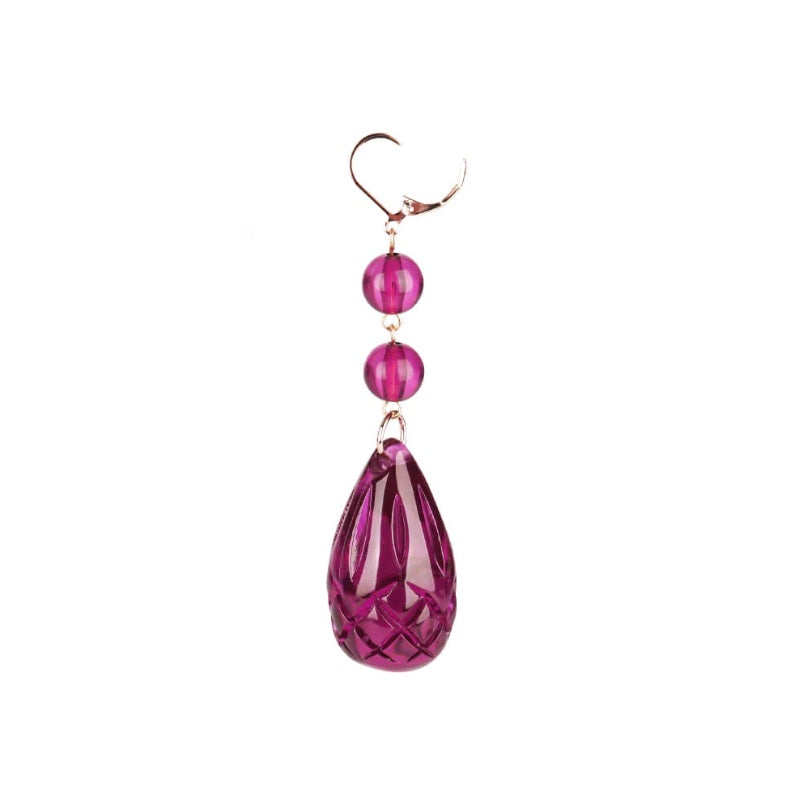 Etched Teardrop Earrings Deep Purple