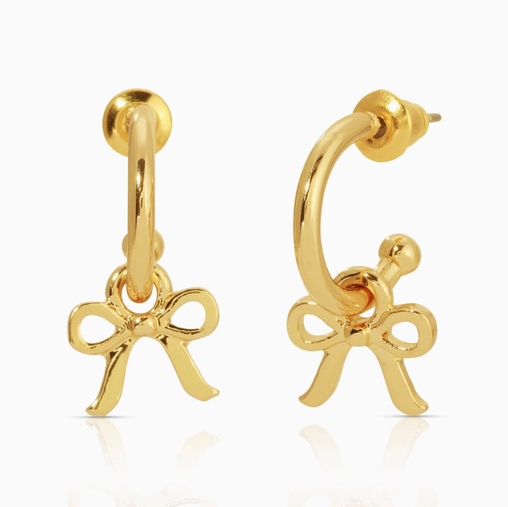 Beautiful Bows Charm Hoops Gold