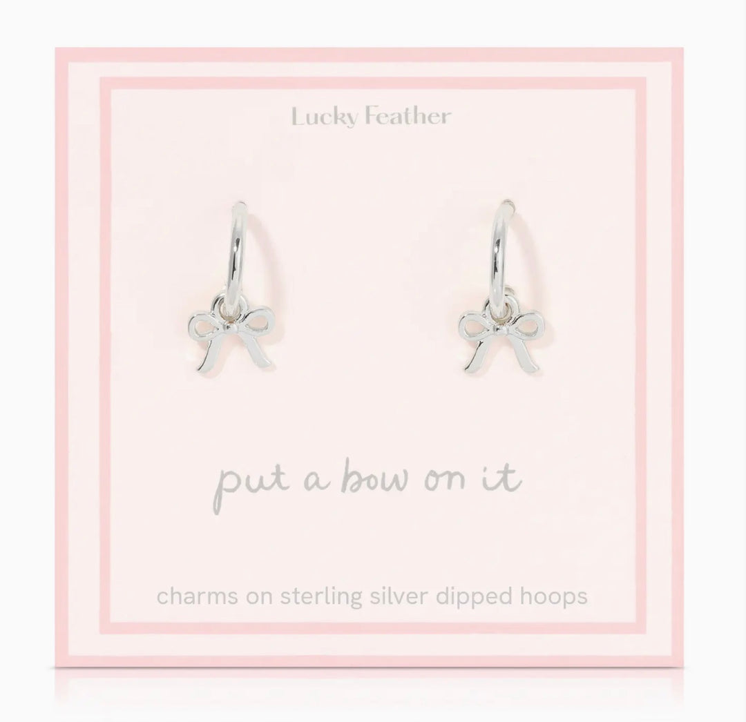 Beautiful Bows Charm Hoops Silver