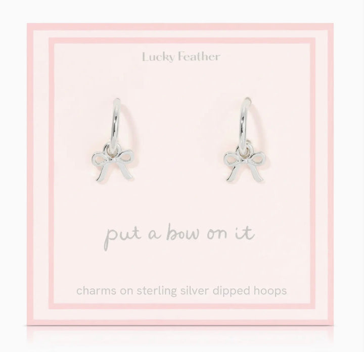 Beautiful Bows Charm Hoops Silver