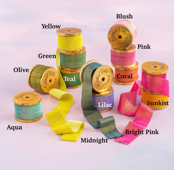Glitterville Frayed Gold Stripe Ribbon