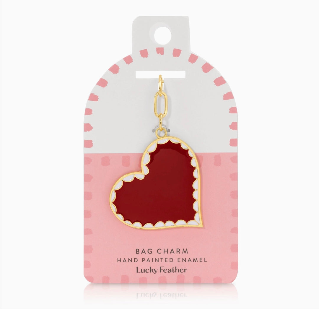 Enamel Bag Charm - Scallop Heart