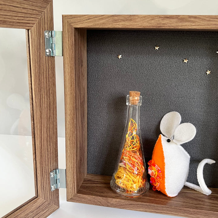 Orange Magpie Mouse Shadowbox