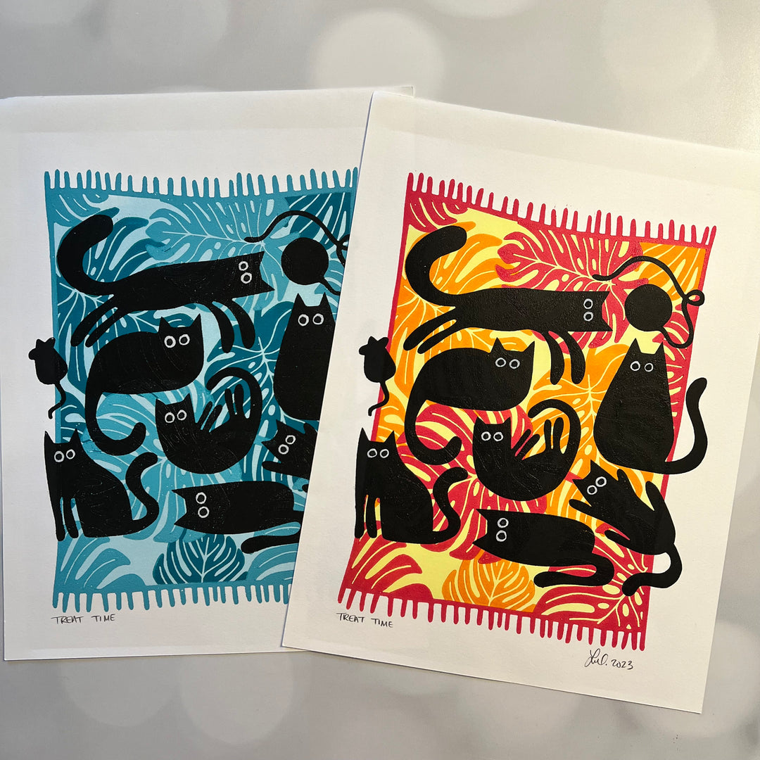 Treat Time Lino Print