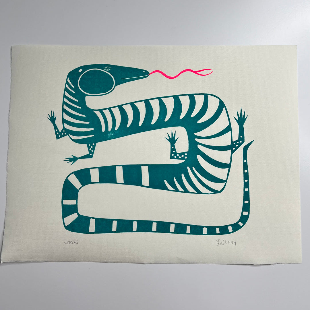 Cheeks Lino Print