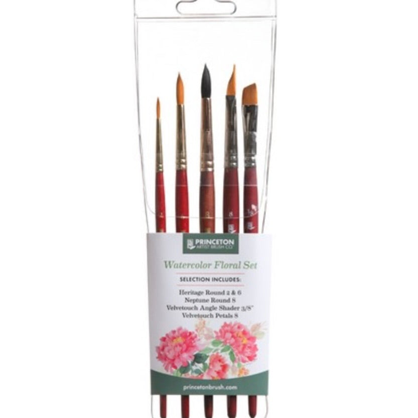 Watercolor Floral Professional 5-Piece Brush Set