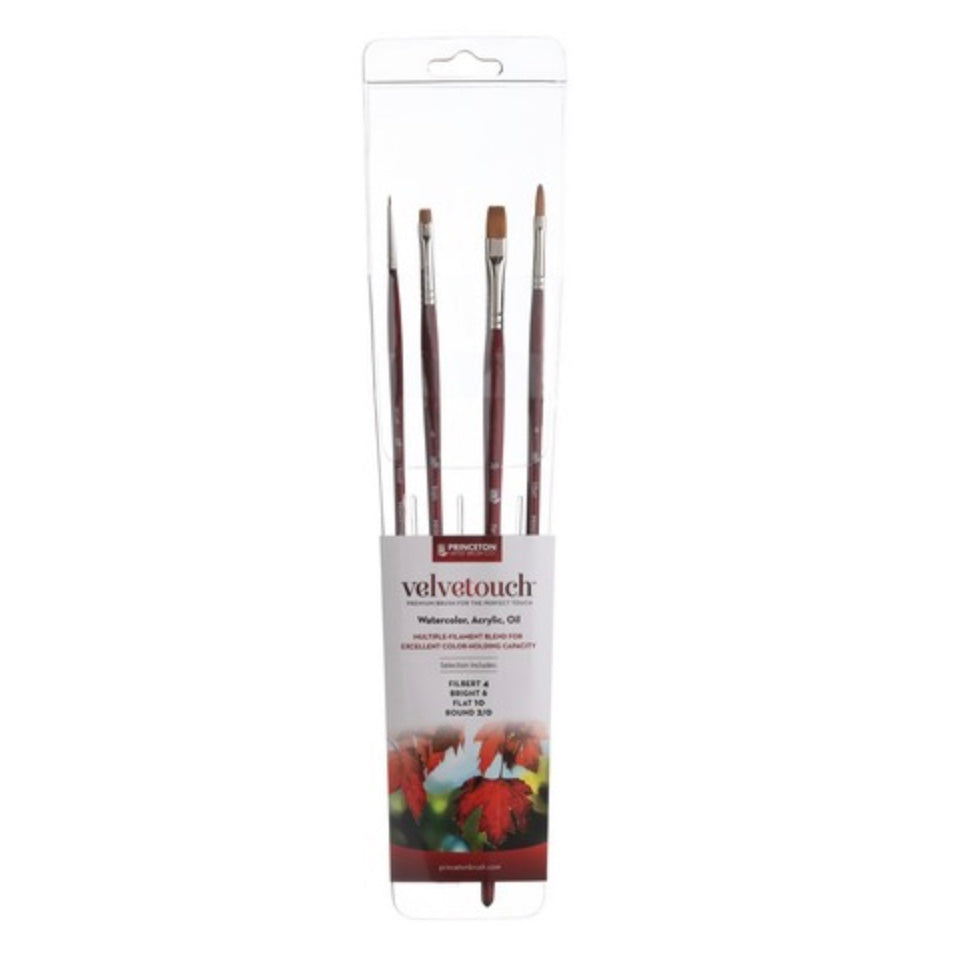 Velvetouch Long Handle Professional 4-Piece Brush Set