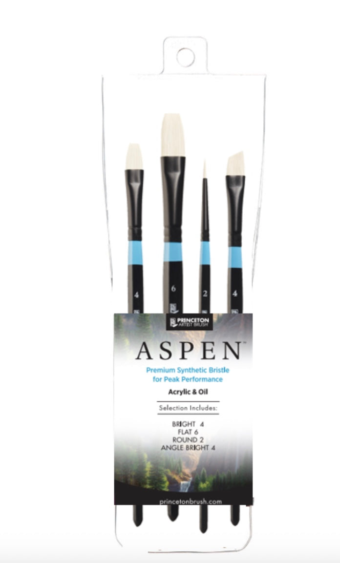 Aspen Short Handle Professional 4-Piece Brush Set