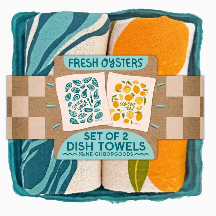 FRESH OYSTERS - Tea Towel Set of 2