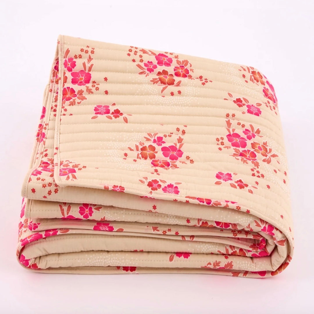 Folksy Ecru Quilted Blanket