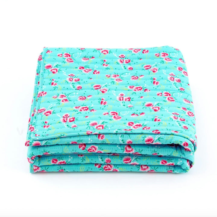 Peony Celadon Quilted Blanket