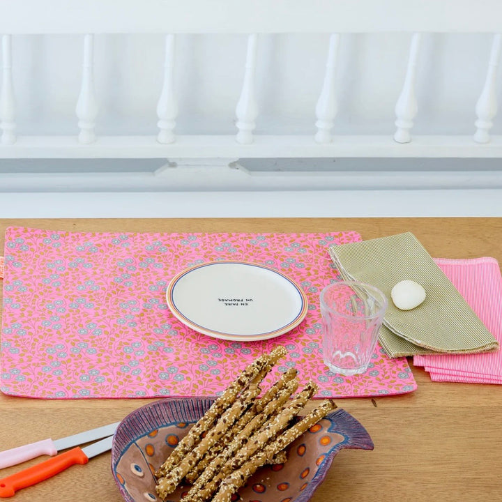 Aziza Pink Oilcloth Reversible Placemats