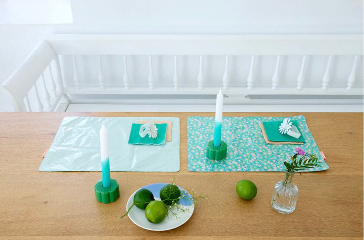 Calendula Green Oilcloth Reversible Placemats