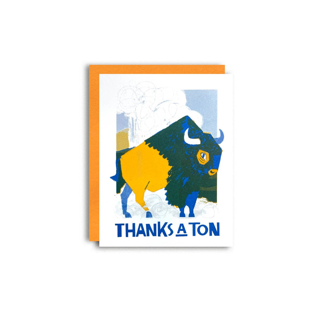 Thanks a Ton Risograph Buffalo Thank You Card 