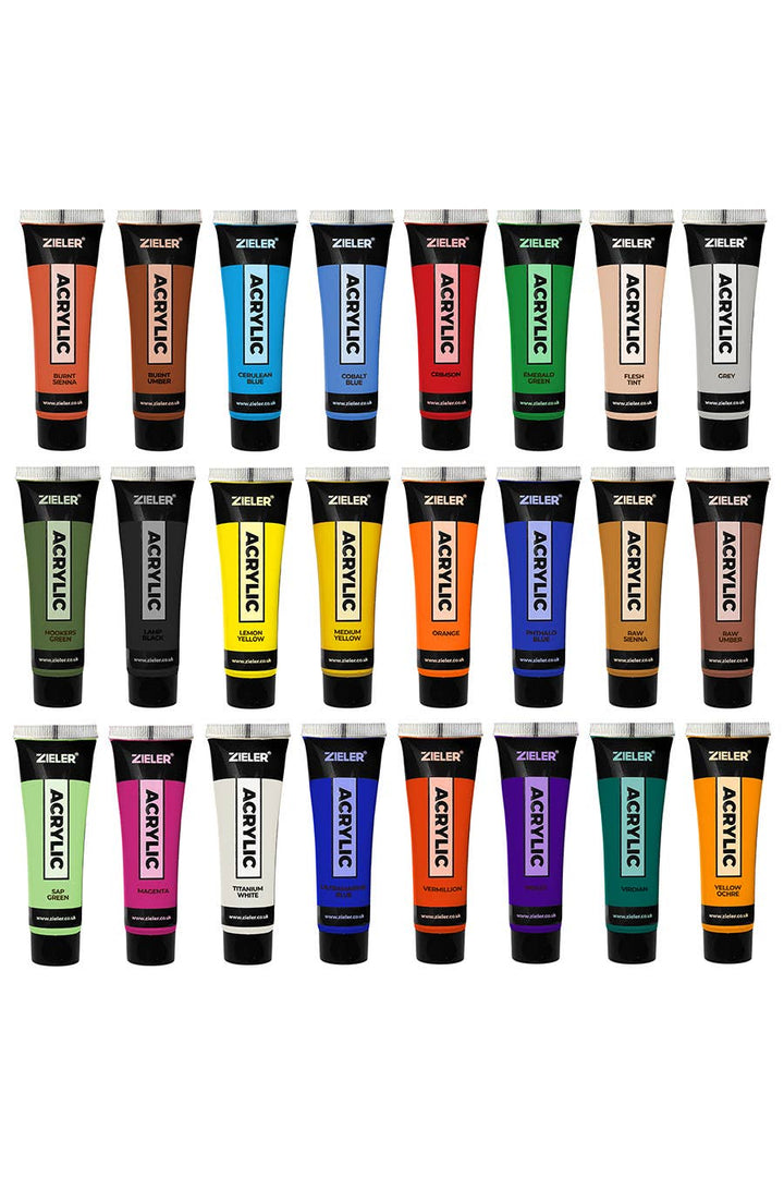 Zieler Premium Acrylic Paint Set, 24 High Pigment Colors