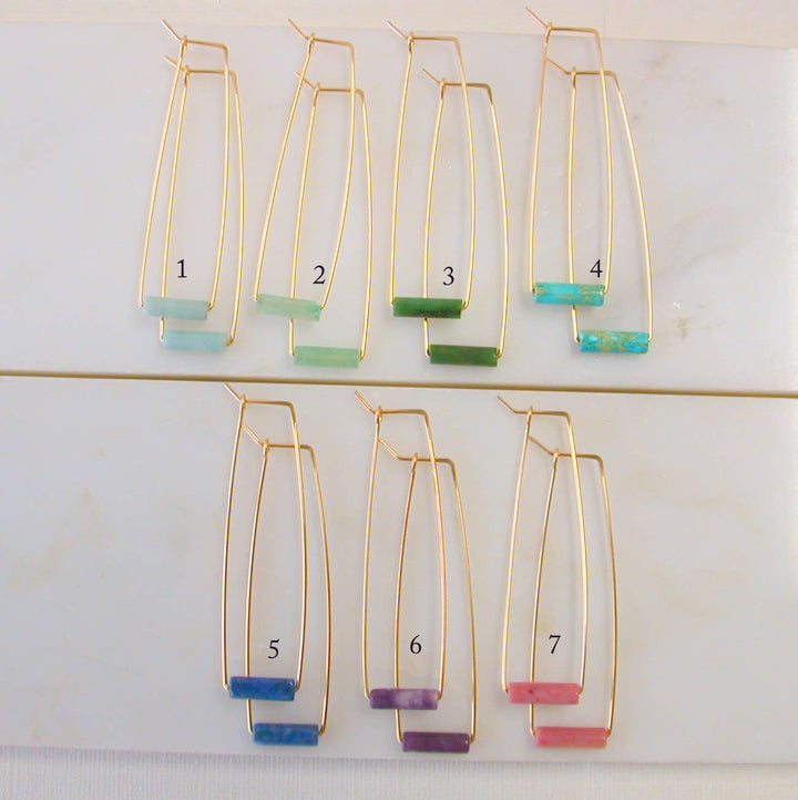 Gemstone Tube Rectangle Earrings