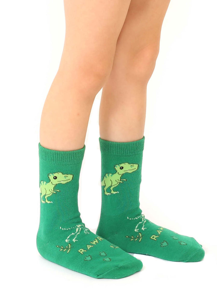 3D Packaged Socks - Kids - Dinosaur - Green