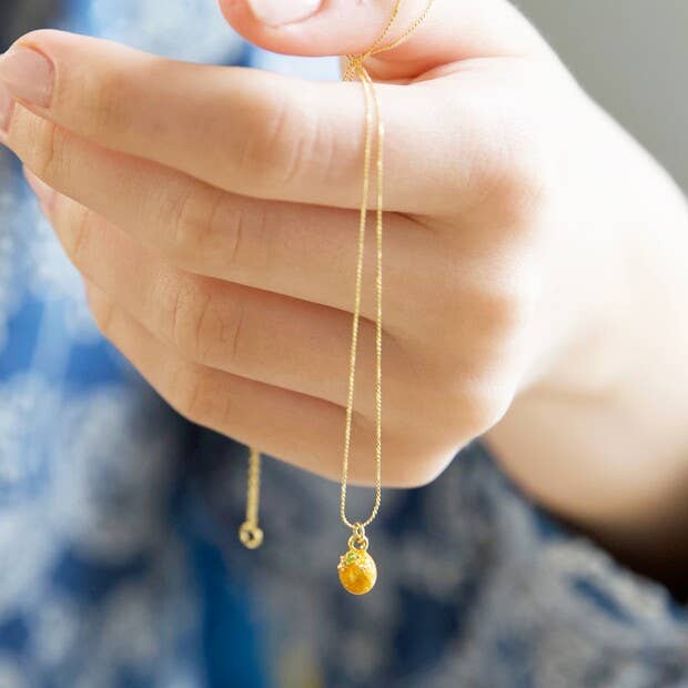 Tiny Orange Pendant Necklace in Gold