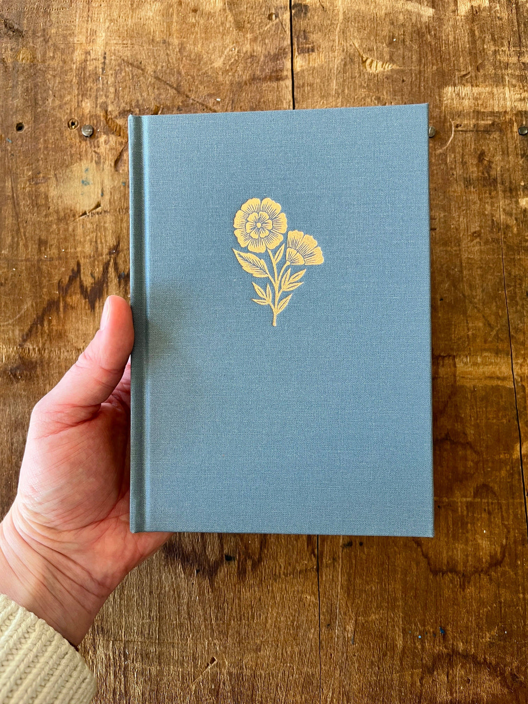 Foil Stamped Linen Journal: Denim Blue