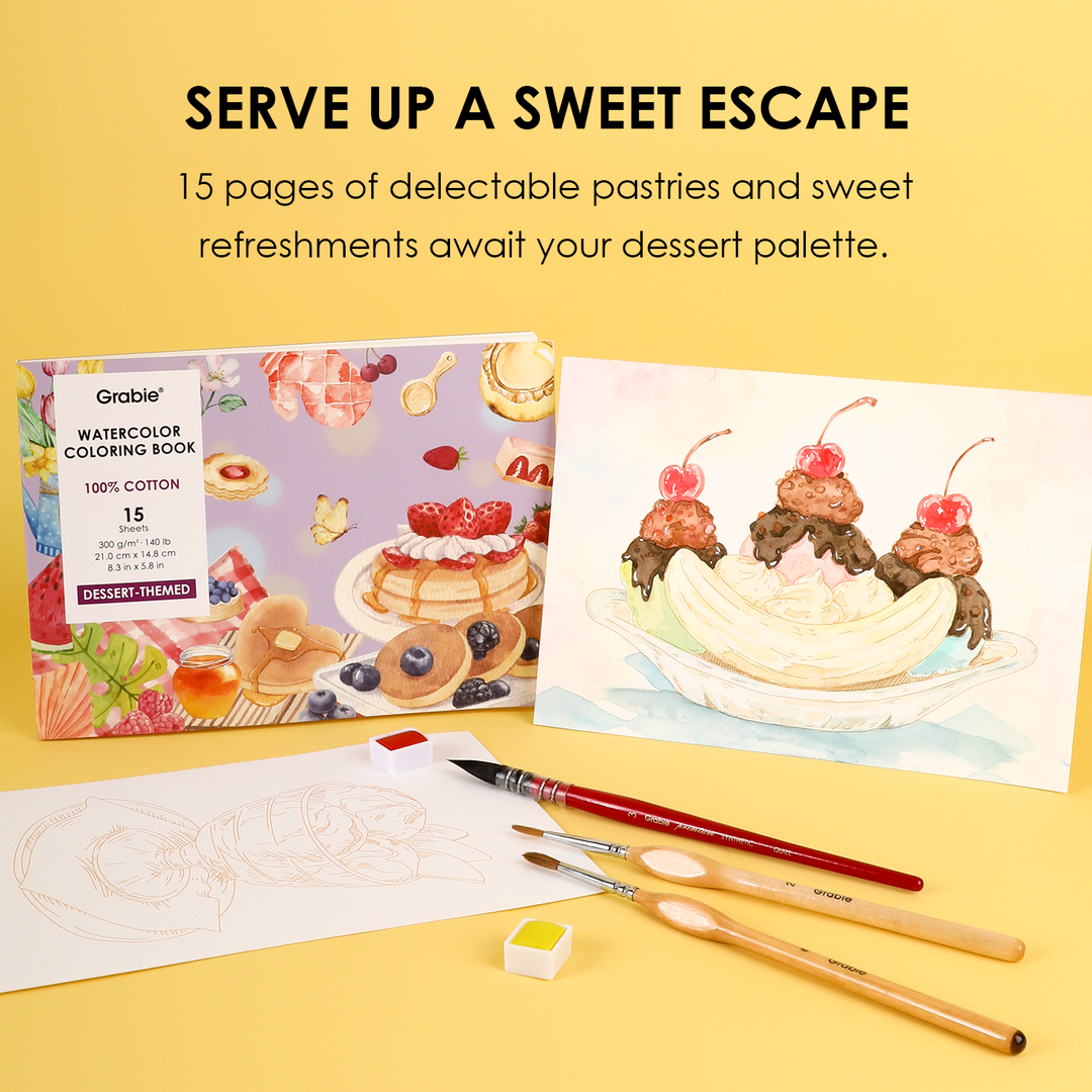 Dessert-Themed Watercolor Coloring Book