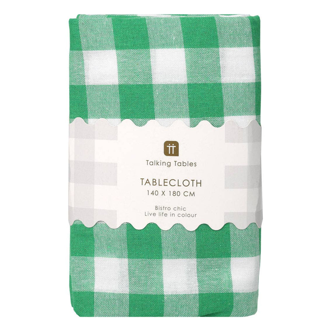 Green & White Gingham Tablecloth