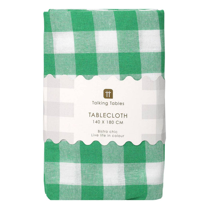 Green & White Gingham Tablecloth