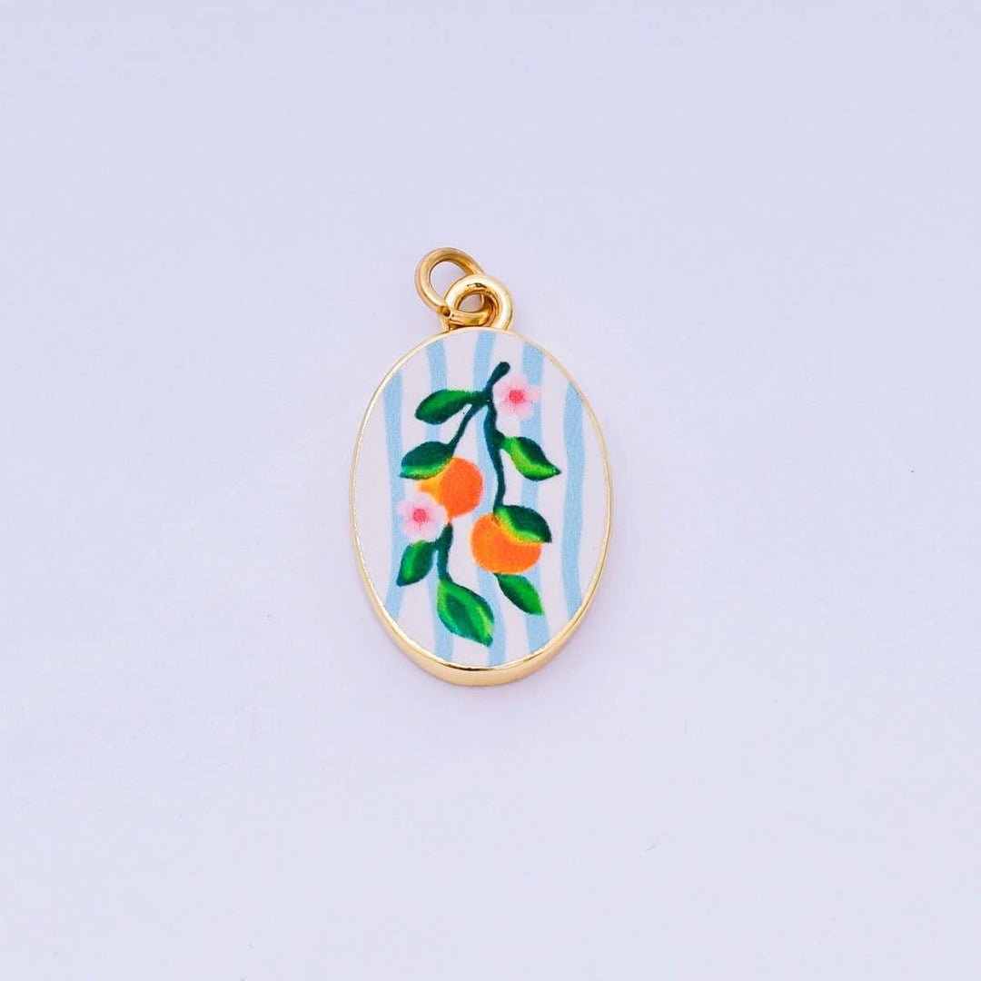 24K Gold Filled Enamel Oval Charm