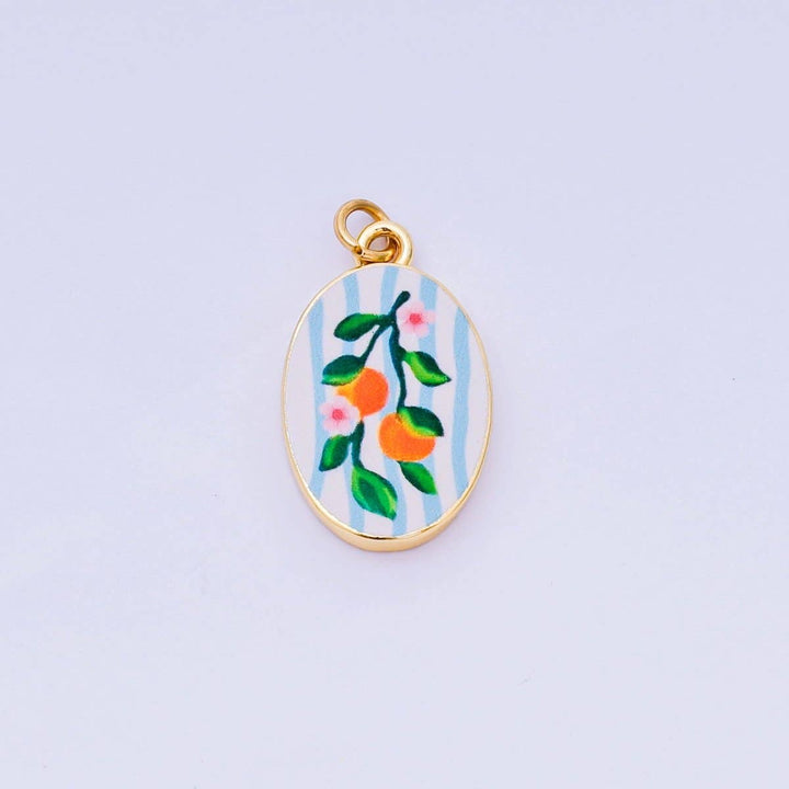 24K Gold Filled Enamel Oval Charm