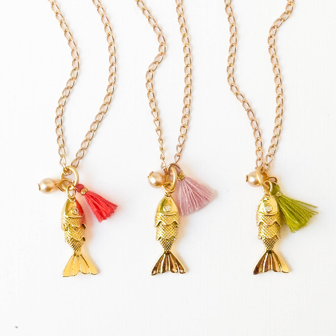 24K Gold Plated Fish Charm Necklace