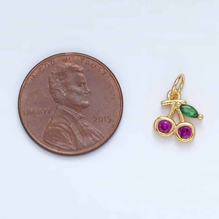 24K Gold Filled CZ Cherry Charm