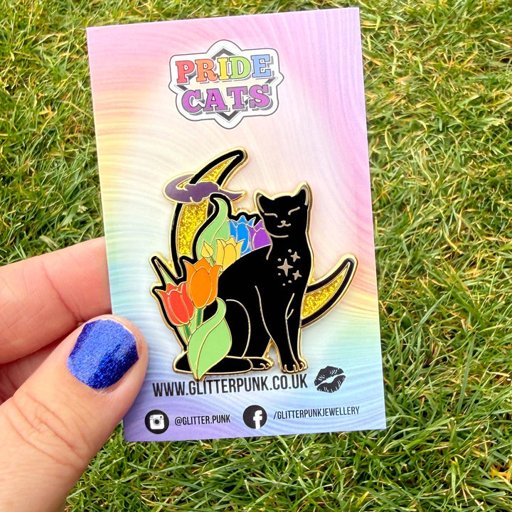 Tulip Cat Enamel Pin: Rainbow Pride