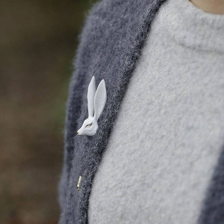 Ceramic Brooch "White Fox"
