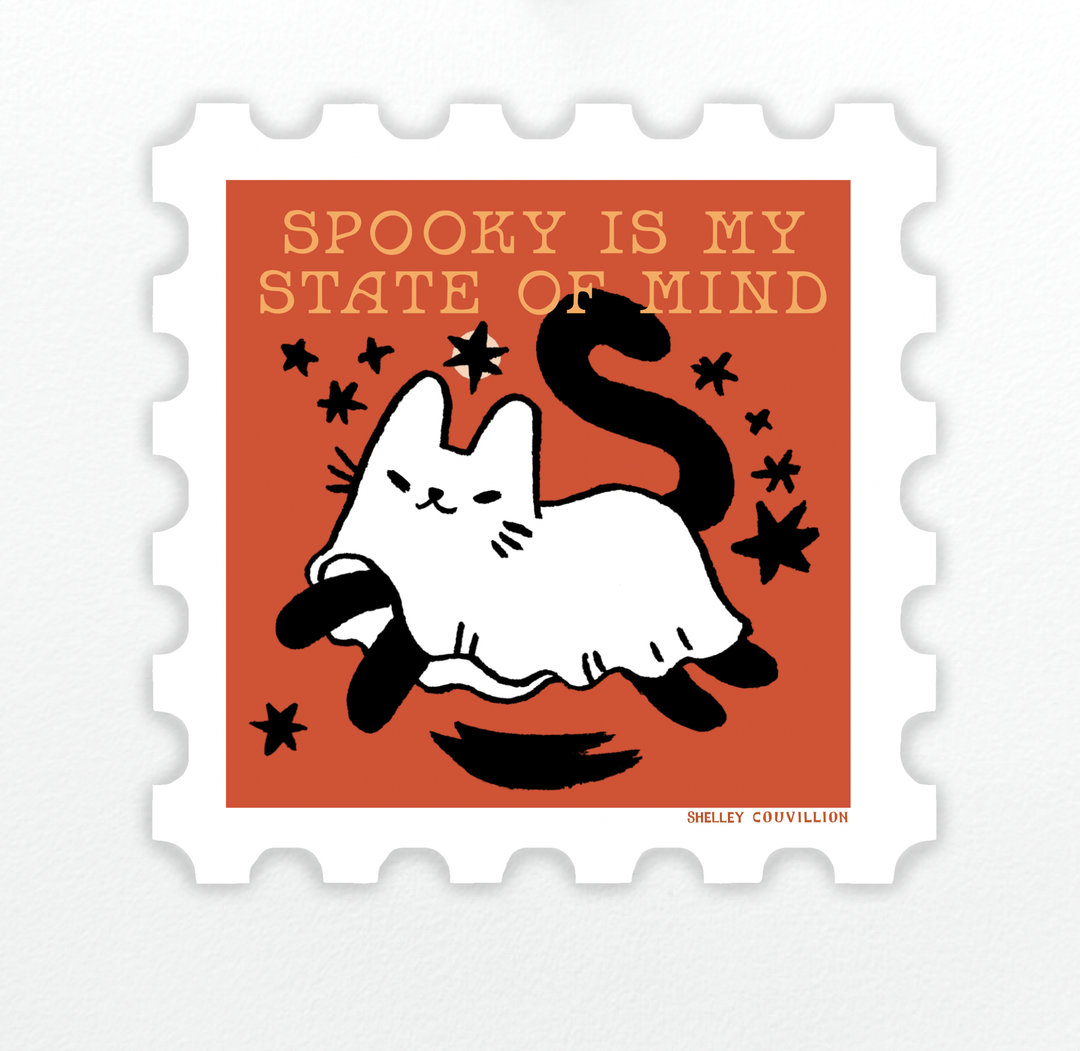 Spooky Cute Ghost Cat Sticker