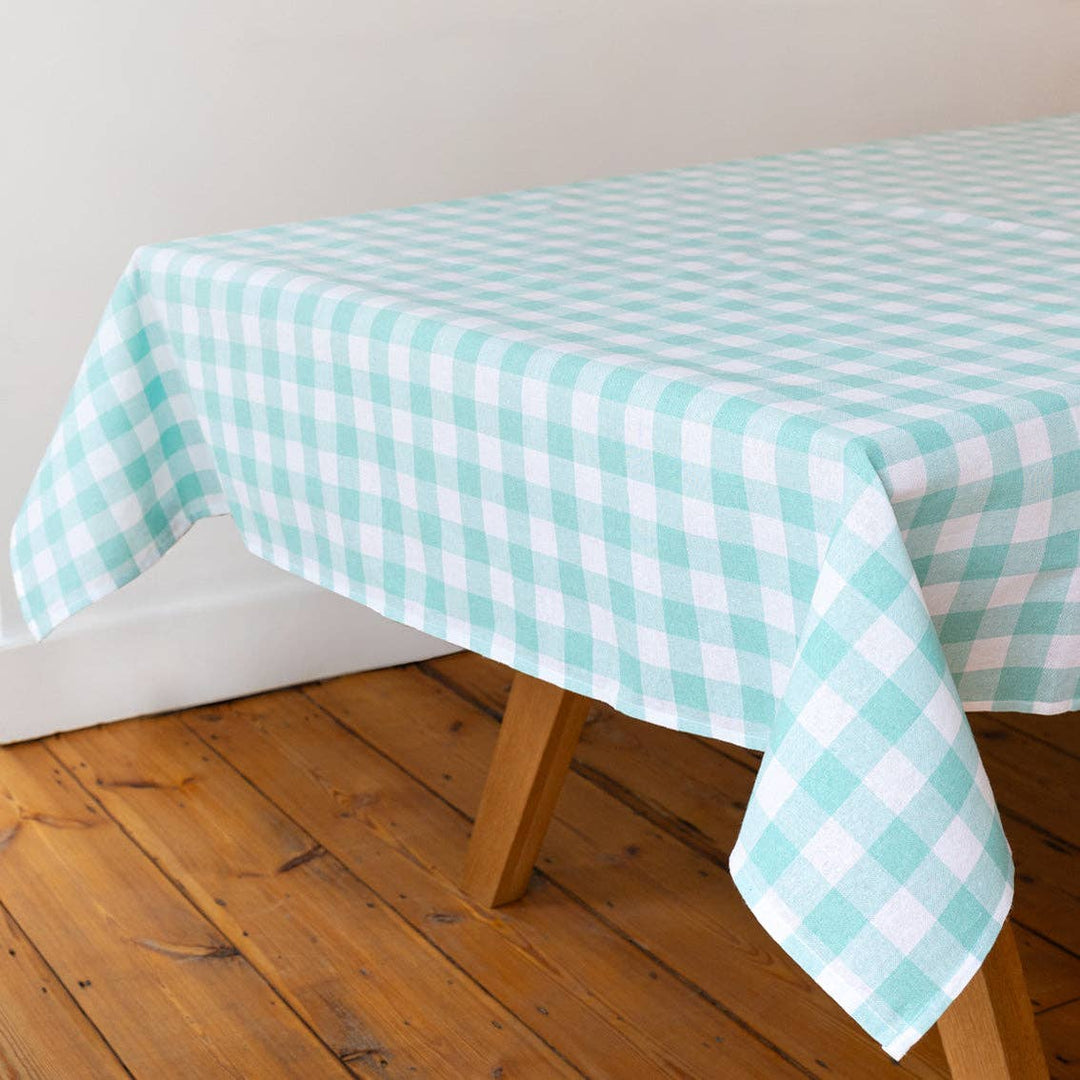 Mint & White Gingham Tablecloth
