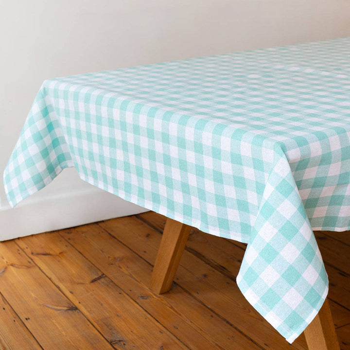 Mint & White Gingham Tablecloth