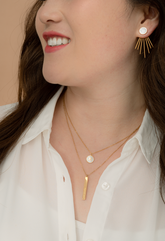 Mother of Pearl Stud &amp; Fringe Earrings