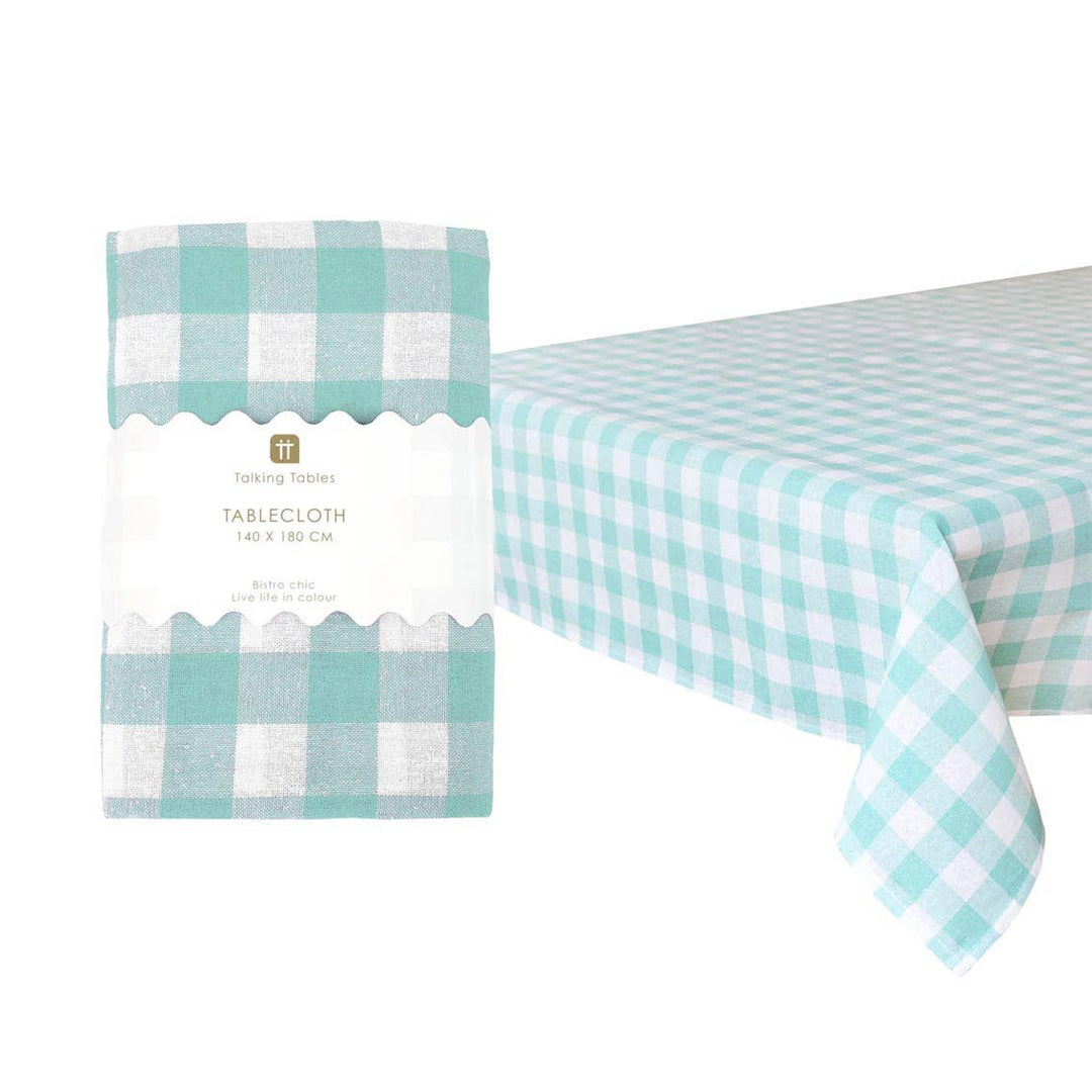 Mint & White Gingham Tablecloth