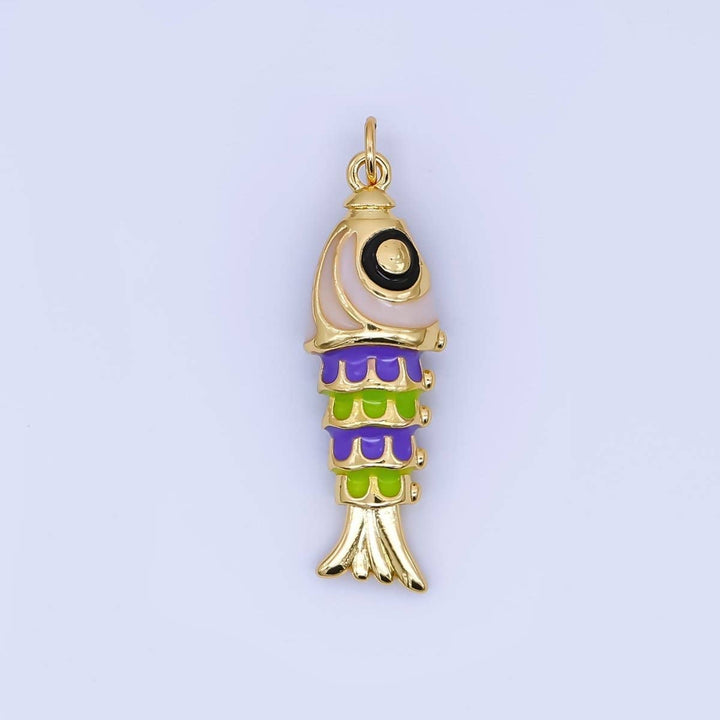 24K Gold Filled Multicolor Fish Charm