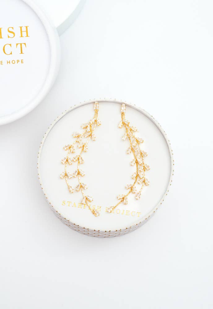 Willow Zircon and Gold Dangle Earrings