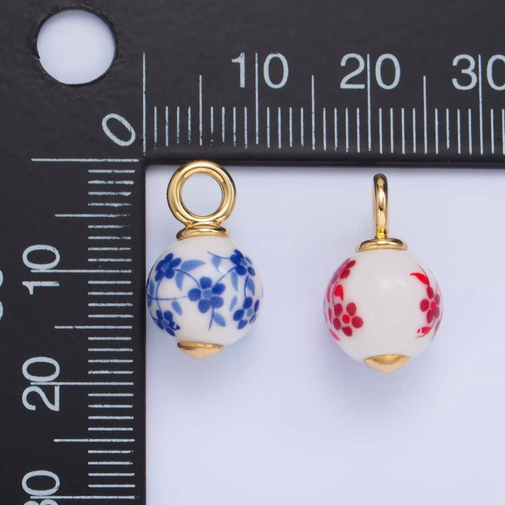24K Gold Filled Ceramic Flower Charm