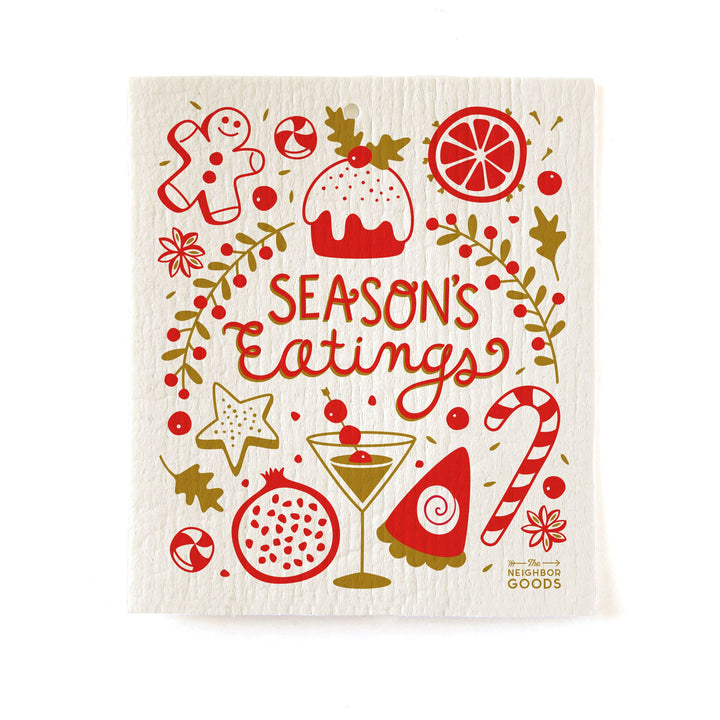 HAPPY HOLIDAYS Sponge Cloth Set of 3