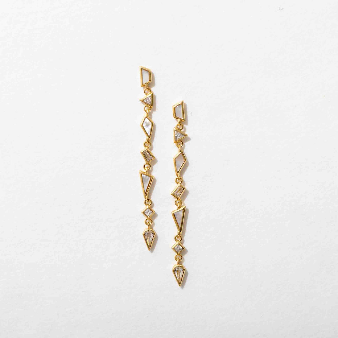 Ezra 14k Gold Plated Pearl and CZ Drop Earrings