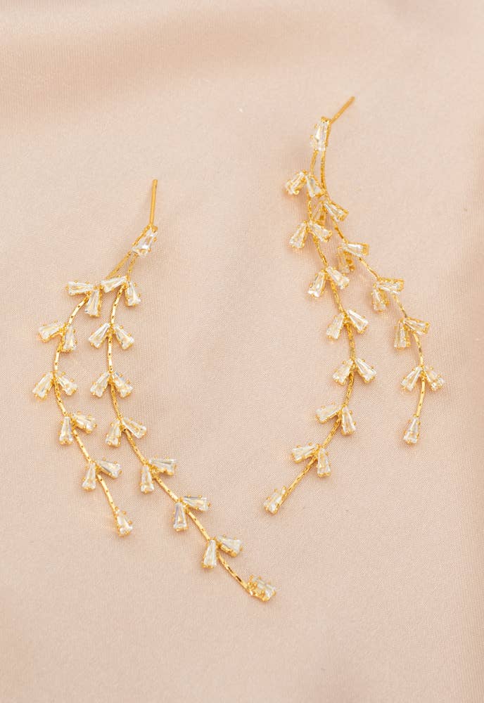 Willow Zircon and Gold Dangle Earrings