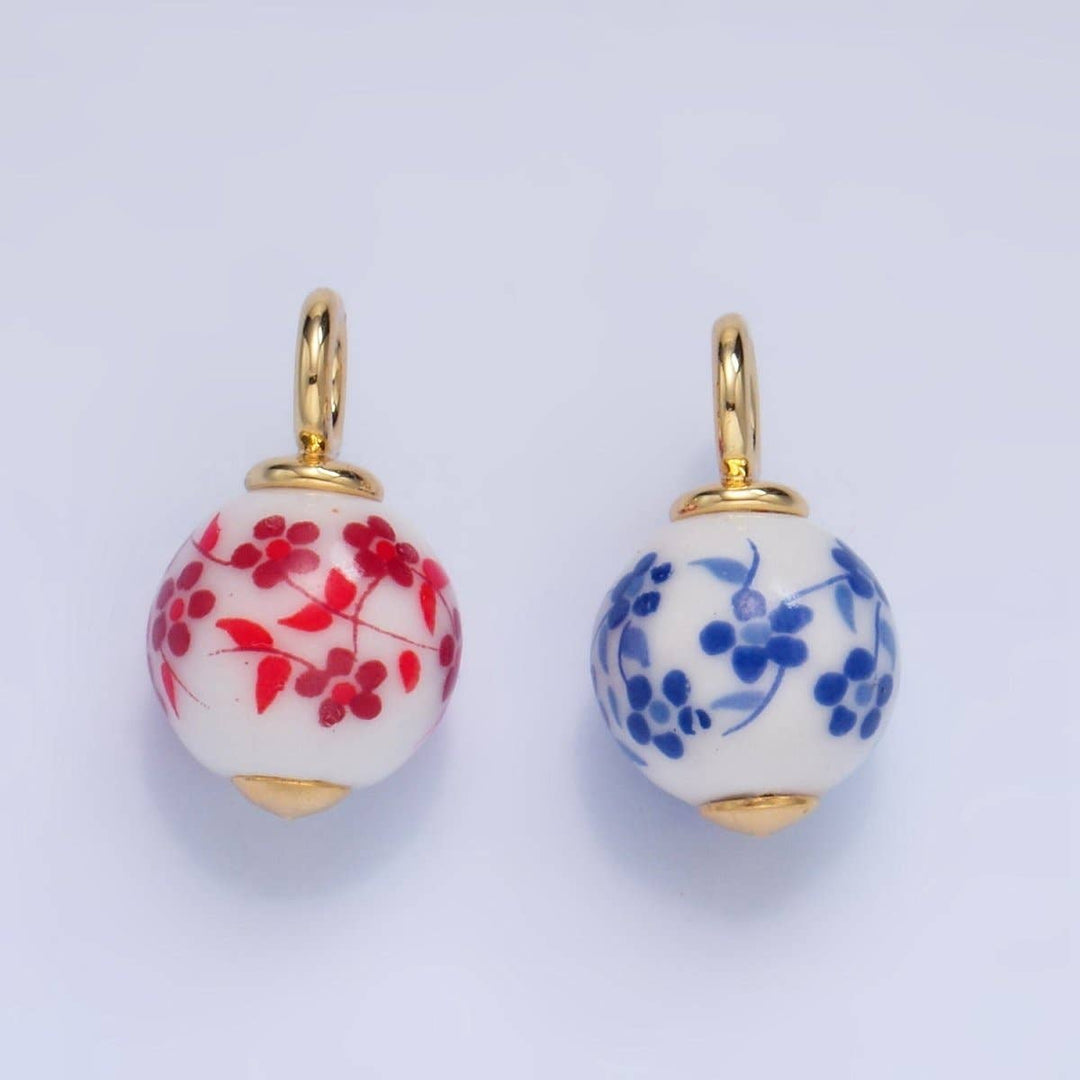 24K Gold Filled Ceramic Flower Charm