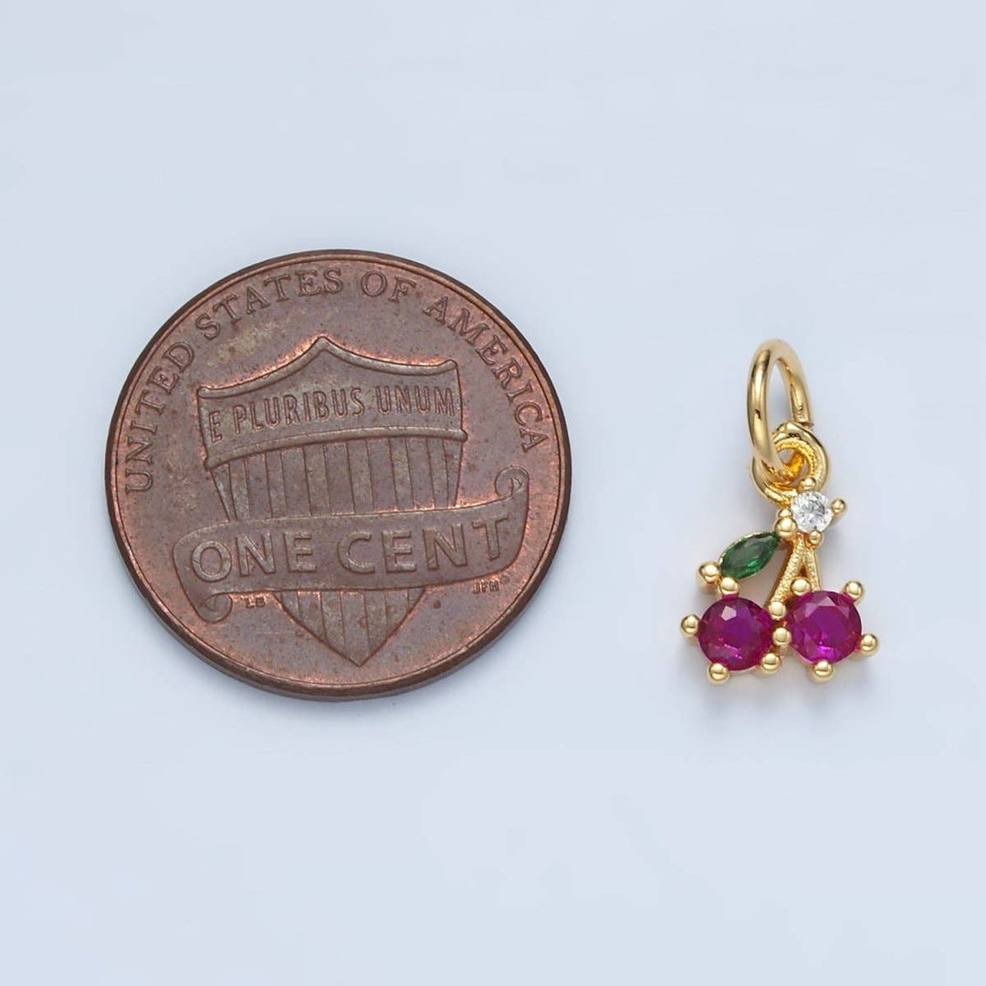 24K Gold Filled CZ Cherry Mini Charm