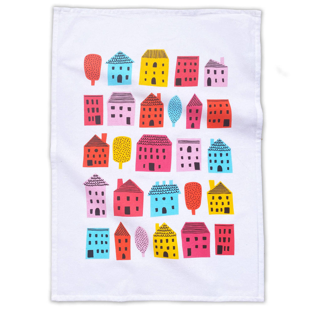Little Houses Tea Towel